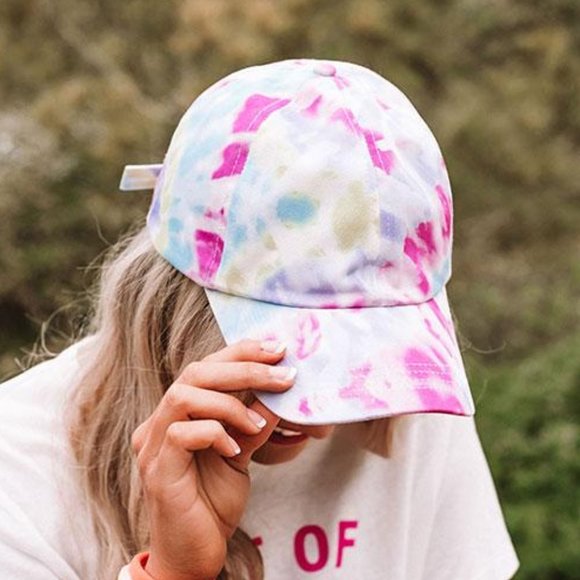 Blush & Belle Accessories - Cotton Tie Dye Baseball Cap FUSHCIA MULTI